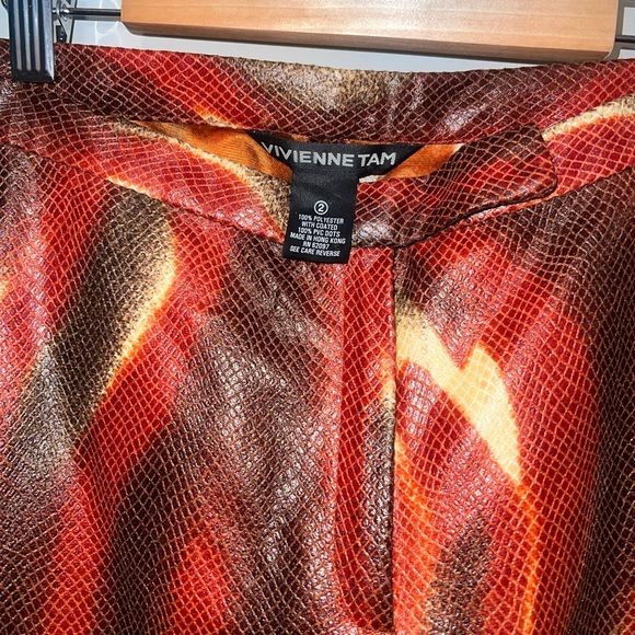 Vivienne Tam Red and Gold Flare Pants - Picture 4 of 5